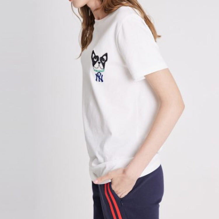 MLB Unisex New York Yankees Cartoon Series Embroidery Tee White 31TSTF931-50W