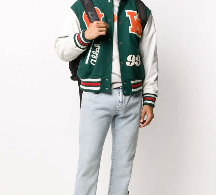 Off-White Fw20 Logo Patches Varsity Jacket OMJA041E20LEA0015720