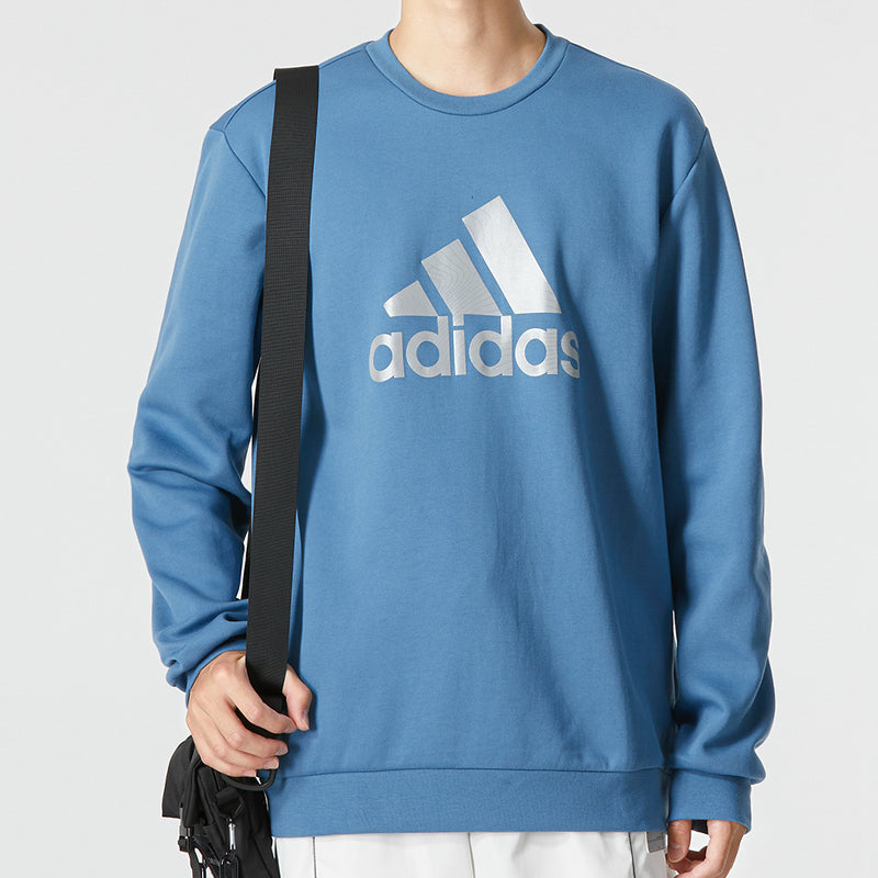 Men's adidas Mh Crew Swt Athleisure Casual Sports Logo Round Neck Autumn Sky Blue HM2963