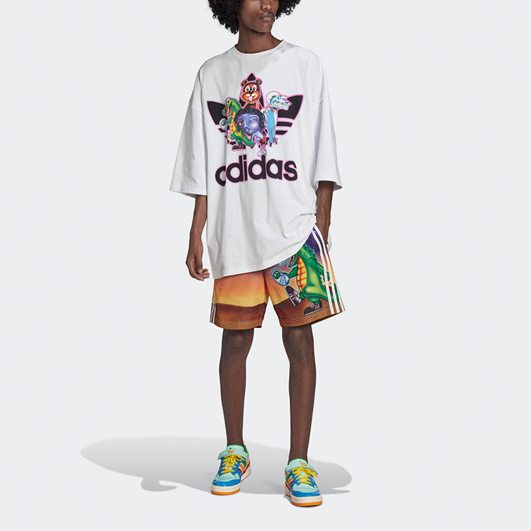 adidas originals x Kerwin Frost Crossover Cartoon Full Print Contrasting Colors Sports Shorts H66312