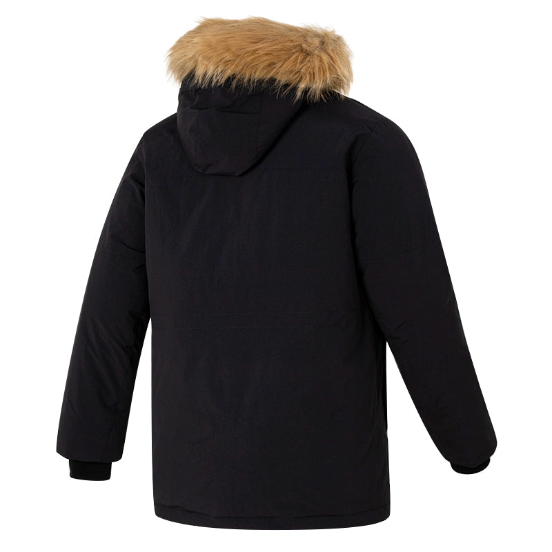 New Balance Warm Hooded Down Jacket Asia Sizing 'Black Brown' AMJ34323-BK