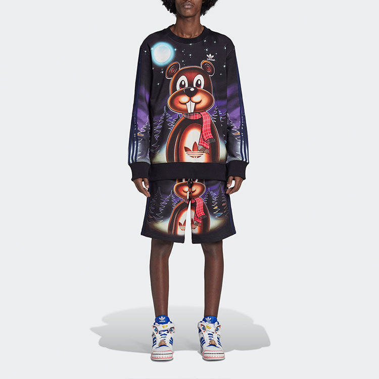 Men's adidas originals x Kerwin Frost Crossover Cartoon Full Print Sports Round Neck Pullover HG8776