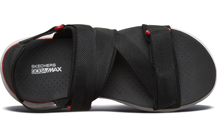 Skechers Velcro Outdoor Breathable Beach Sports Black Red Sandals 54263-BKRD