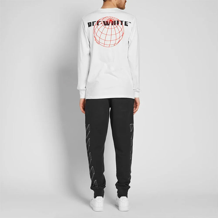 Off-White Pattern Printing Round Neck Long Sleeves Loose Fit White OMAB001E181850260120