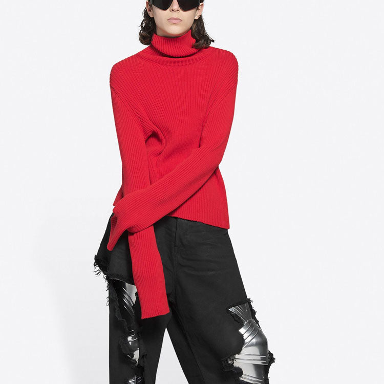 Balenciaga Ribbed Printed FREE Turtleneck Sweater 'Red' 662722T32106167