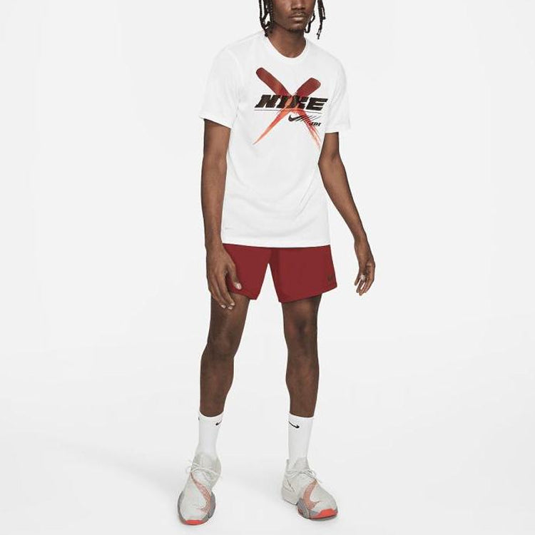 Men's Nike Splash Ink X Alphabet Logo Round Neck Short Sleeve White T-Shirt DA1790-100