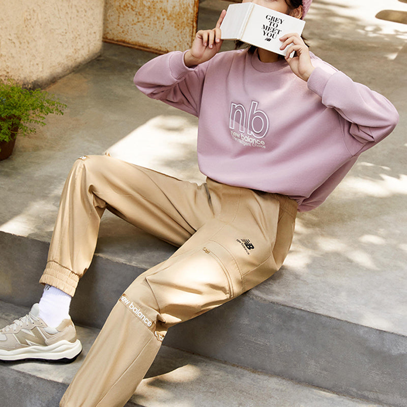 (WMNS) New Balance Round Neck Long Sleeves Solid Color Pullover Hoodie Pink AWT14358-GNT
