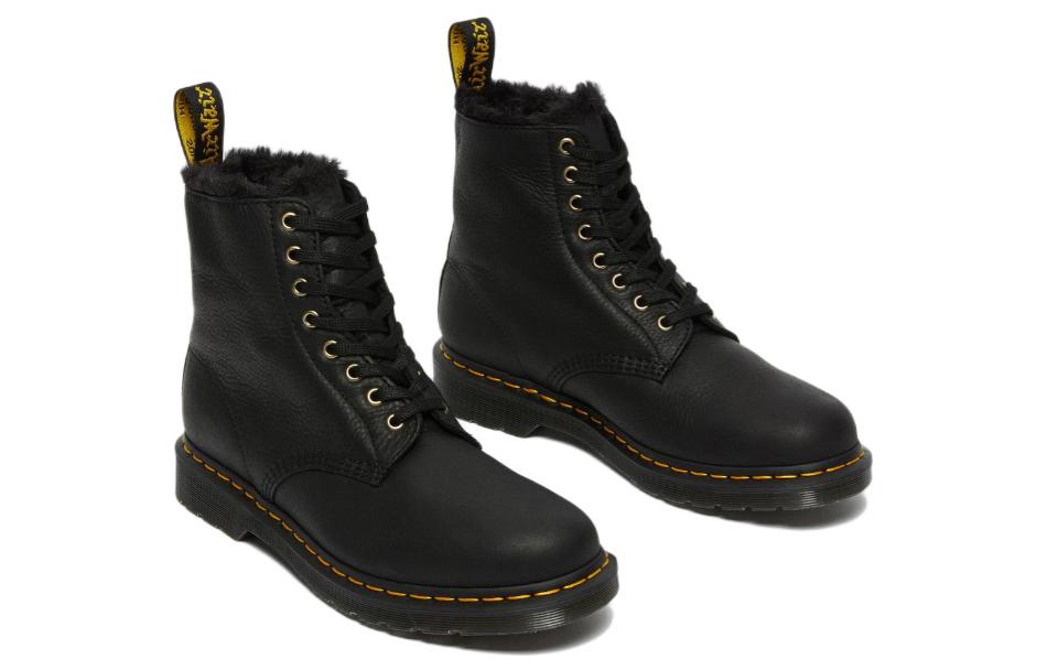 Dr. Martens 1460 Pascal Fur Lined Ankle High Top Retro Martin boots Unisex Black 25533001