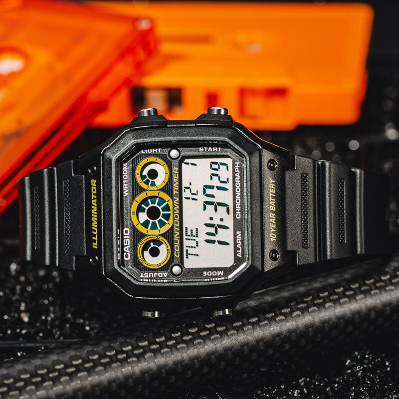 CASIO Waterproof Sports Mens Black Digital AE-1300WH-1A