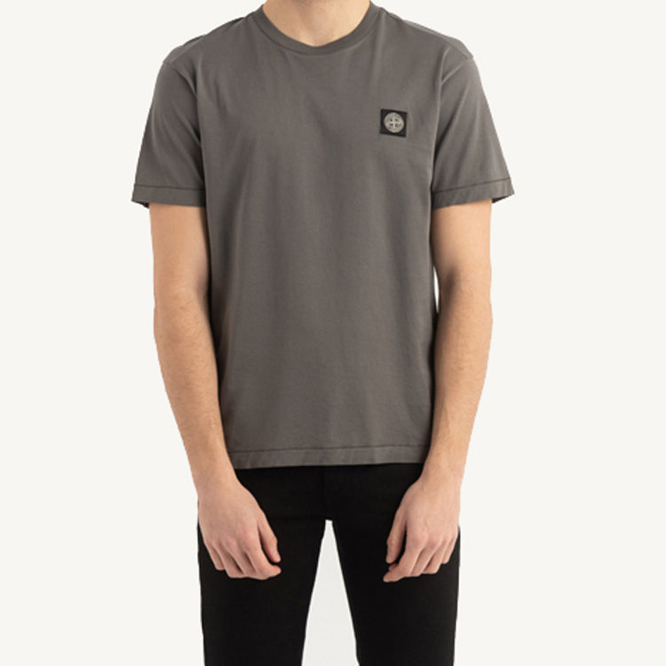 STONE ISLAND Unisex Garment Dyed Patch Logo Tee Gray 721524113-V0063