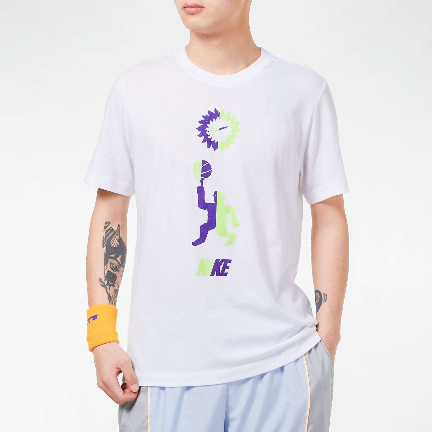 Nike Basketball Sports Contrasting Colors Printing Round Neck Short Sleeve White DD0804-100
