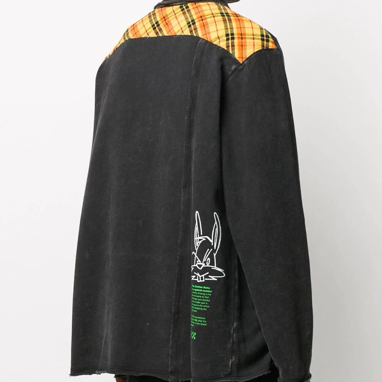 Off-White Distressed Printing Denim Jacket Men Black OMGA102R20E300081045