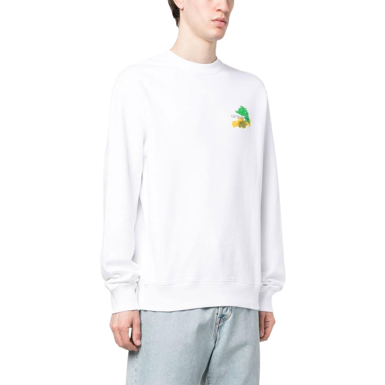 Off-White Brush Arrow Slim Crew Neck Sweatshirt 'White' OMBA057S23FLE0010184