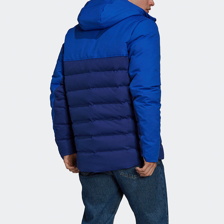 adidas Zipper hooded Colorblock Down Jacket Blue GR2903