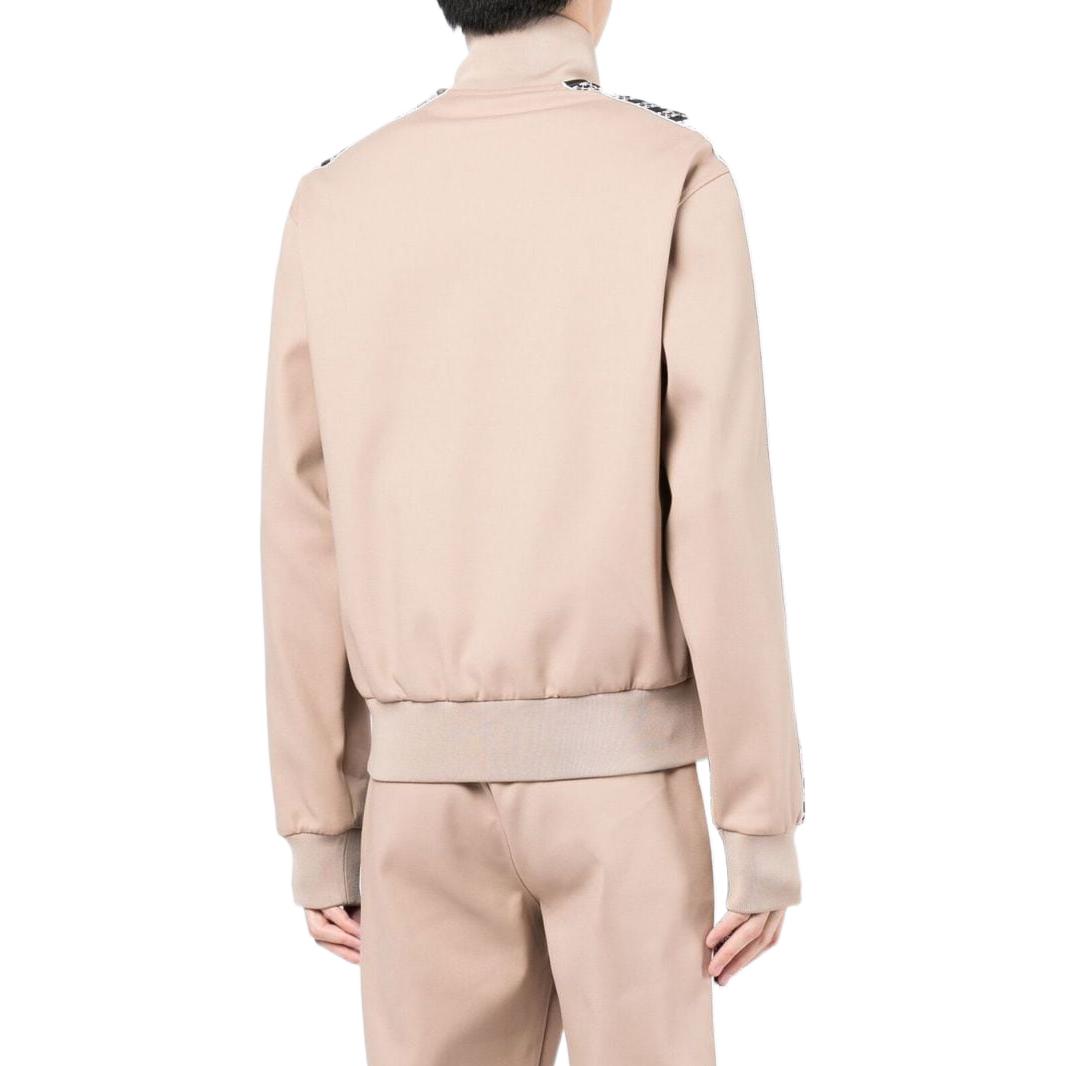 Men's Off-White SS22 Stripe Splicing High Collar Zipper Long Sleeves Version Khaki Jacket OMBD038S22FAB0016201CAMEL