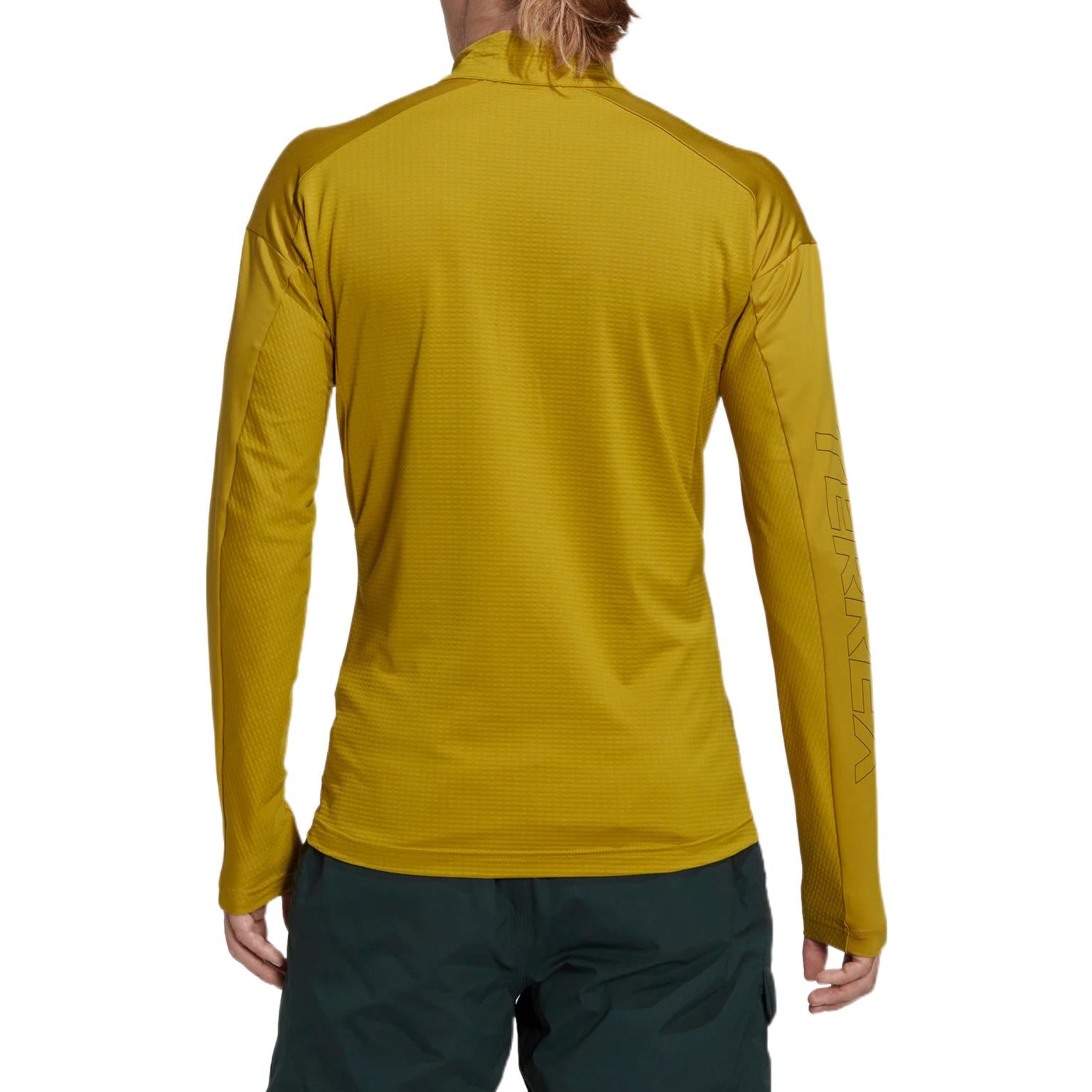 Men's adidas Sleeve Side Alphabet Printing Half Zipper Long Sleeves Yellow T-Shirt HI1309