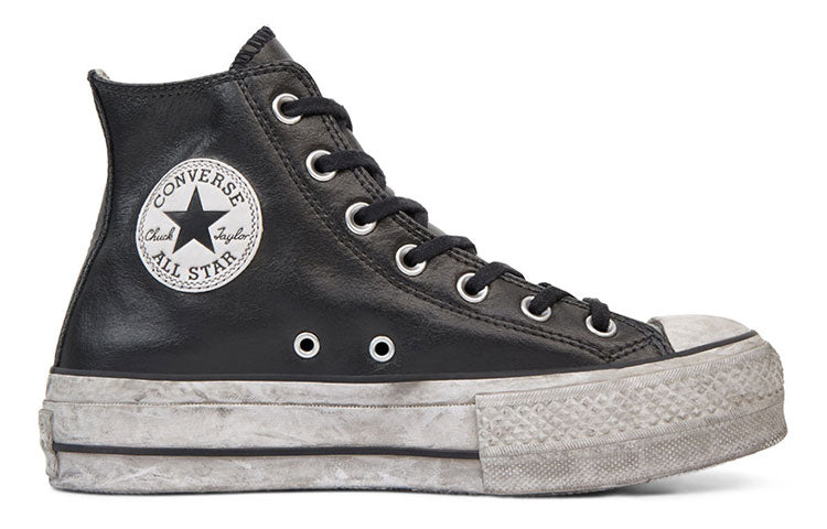 (WMNS) Converse Chuck Taylor All Star Leather Smoke Platform High Top Retro Black 562908C
