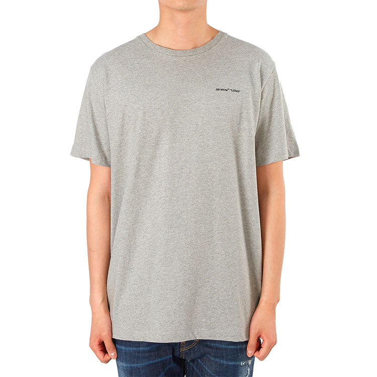 Off-White Chest Alphabet Logo Slim Fit Short Sleeve Gray OMAA027S191850220710