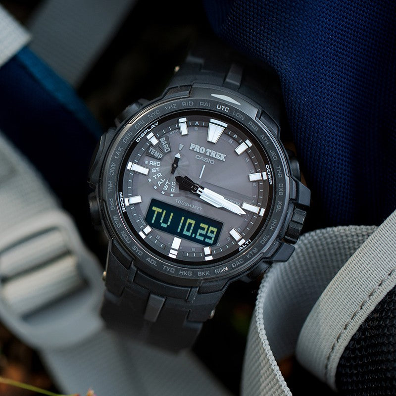 CASIO Waterproof Sports Shockproof Solar Powered Quartz Mens Black Analog PRW-6100Y-1BPRD