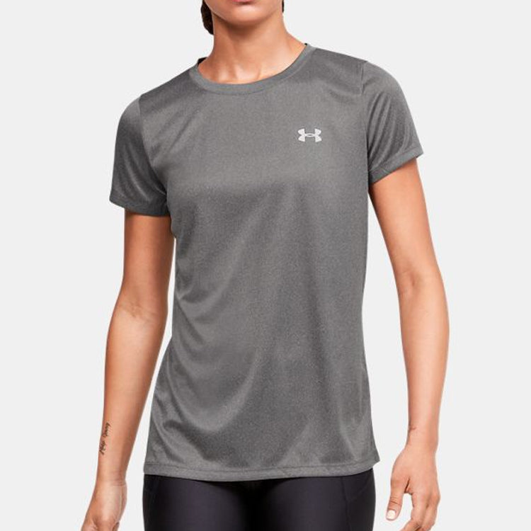 (WMNS) Under Armour UA Velocity Solid Crew Short Sleeve Gray 1298706-090