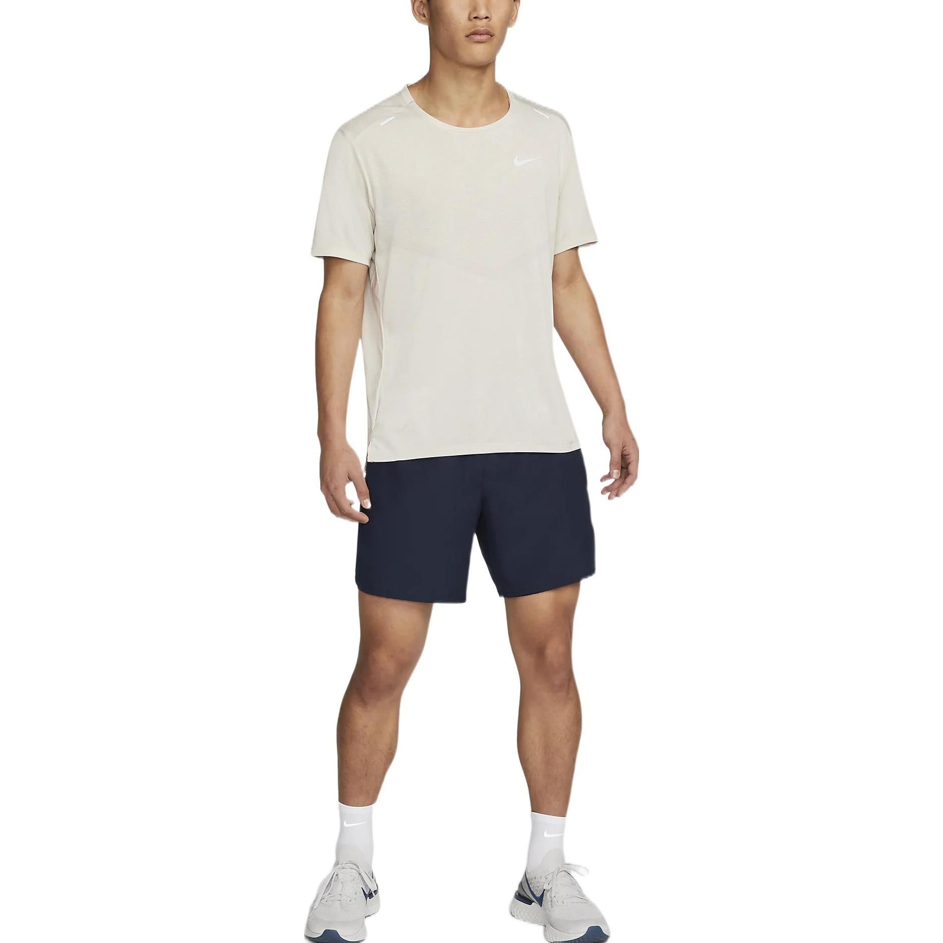 Nike Dri-FIT Rise 365 Breathable Soft Solid Color Running Short Sleeve Gray CZ9185-073