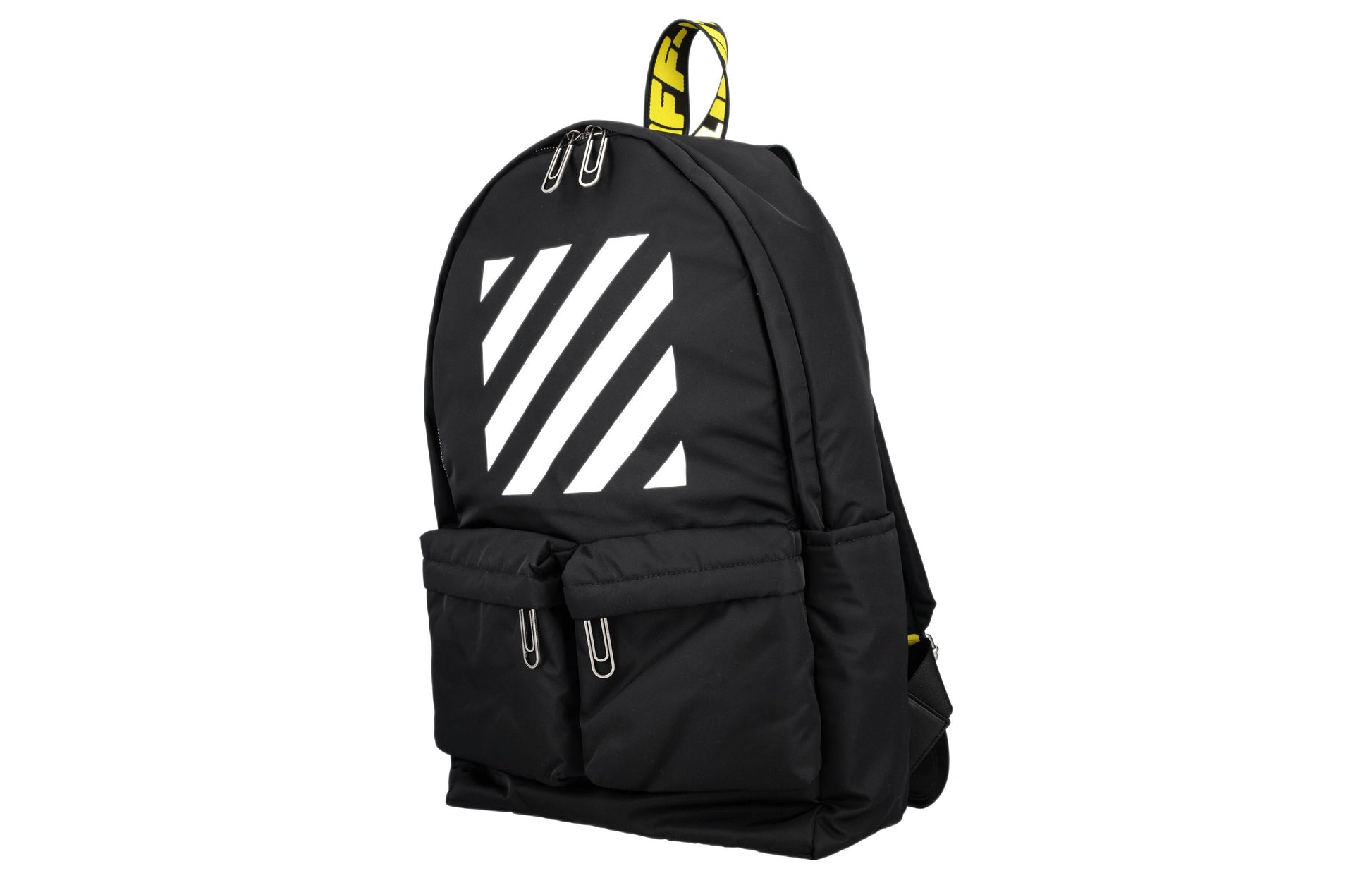 Men's Off-White Logo Zipper Schoolbag Backpack Black OMNB003F22FAB0051001