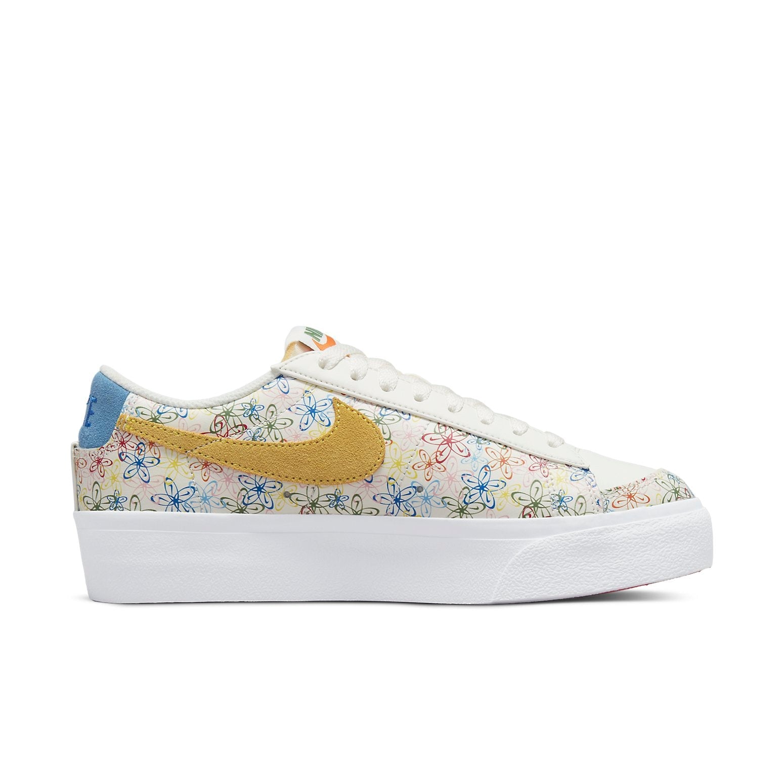 (WMNS) Nike Blazer Low Platform 'White Blue Yellow' DV3210-100
