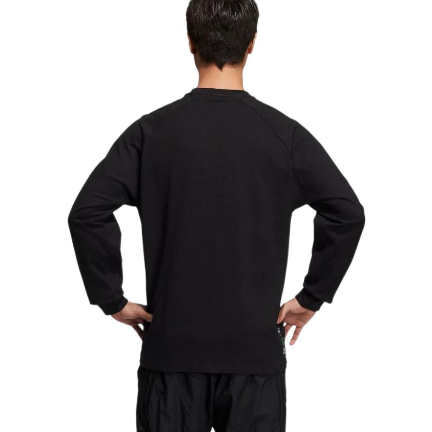 Men's adidas Logo Pattern Printing Round Neck Long Sleeves Japanese Version Black T-Shirt H39862