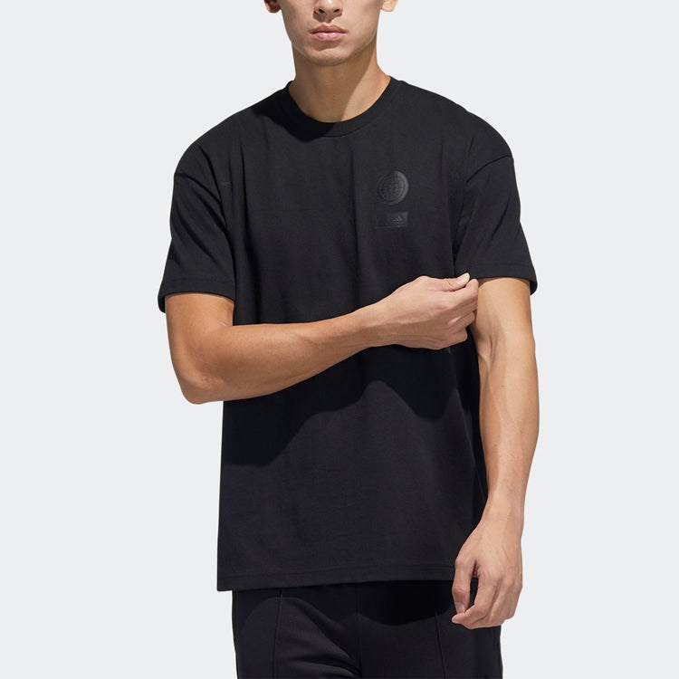 Men's adidas Logo Printing Solid Color Round Neck Short Sleeve Black T-Shirt GP0854