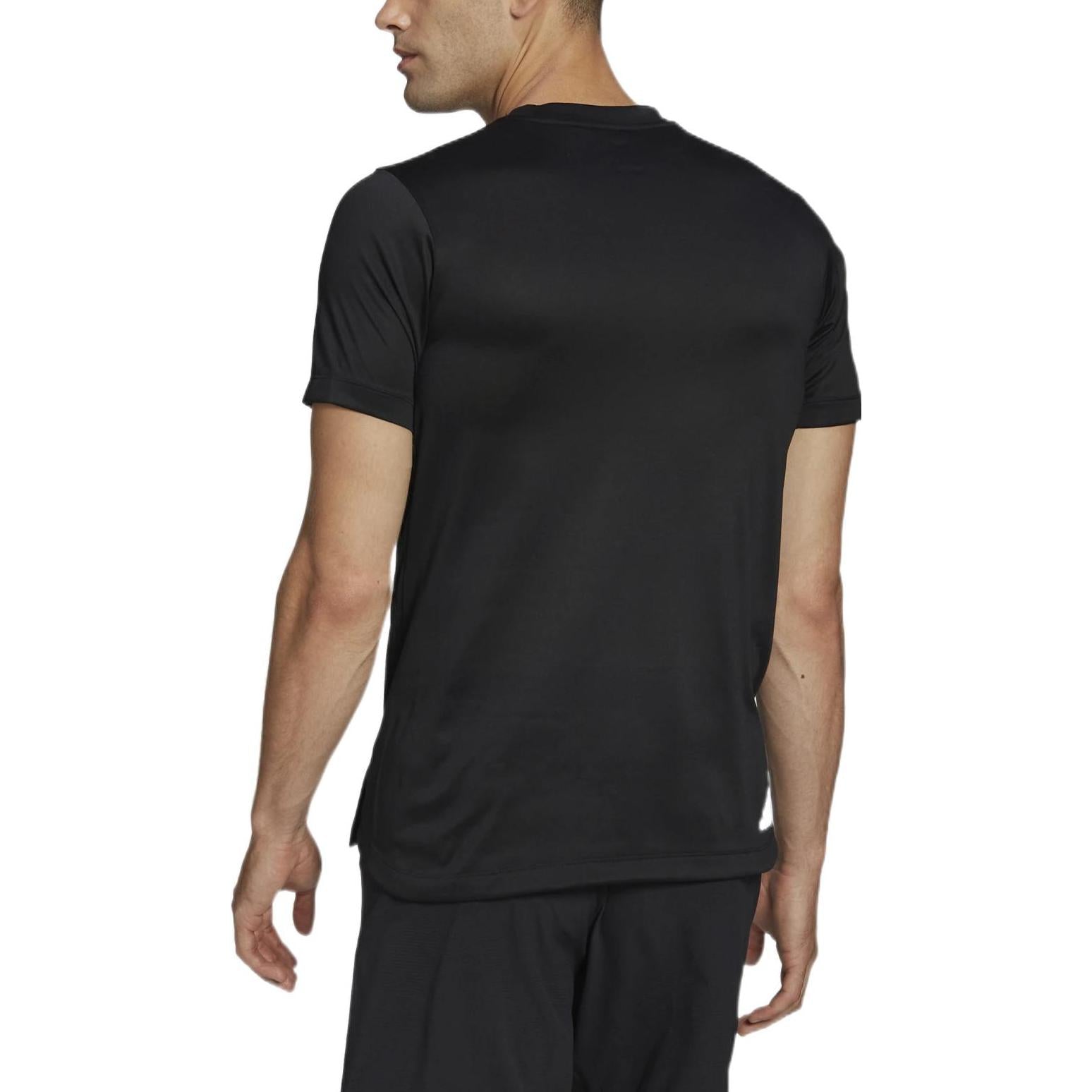 Men's adidas Solid Color Large Logo Printing Round Neck Short Sleeve Japanese Version Black T-Shirt HE6936
