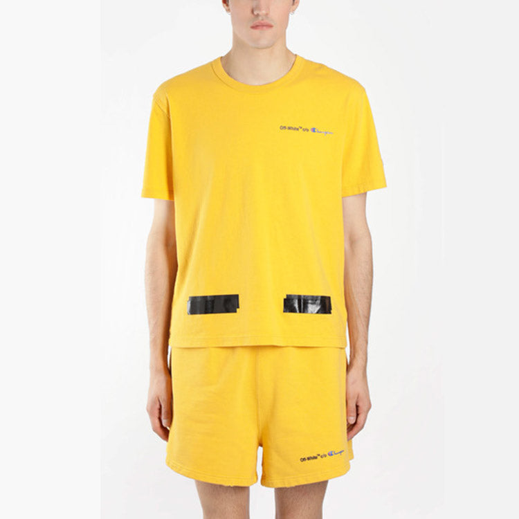 Off-White x Champion MENS Virgil Abloh Champion Tee Yellow OMAA029S188740506010
