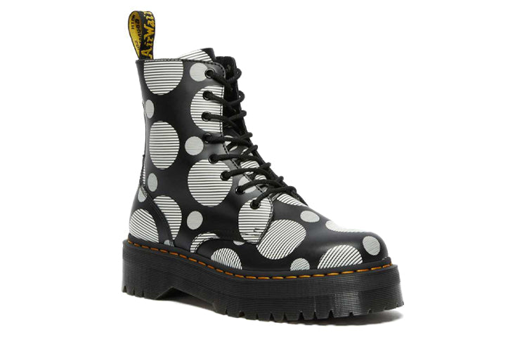 (WMNS) Dr. Martens Jadon Polka Dot Smooth Leather Platform Boots 'Black' 26882009