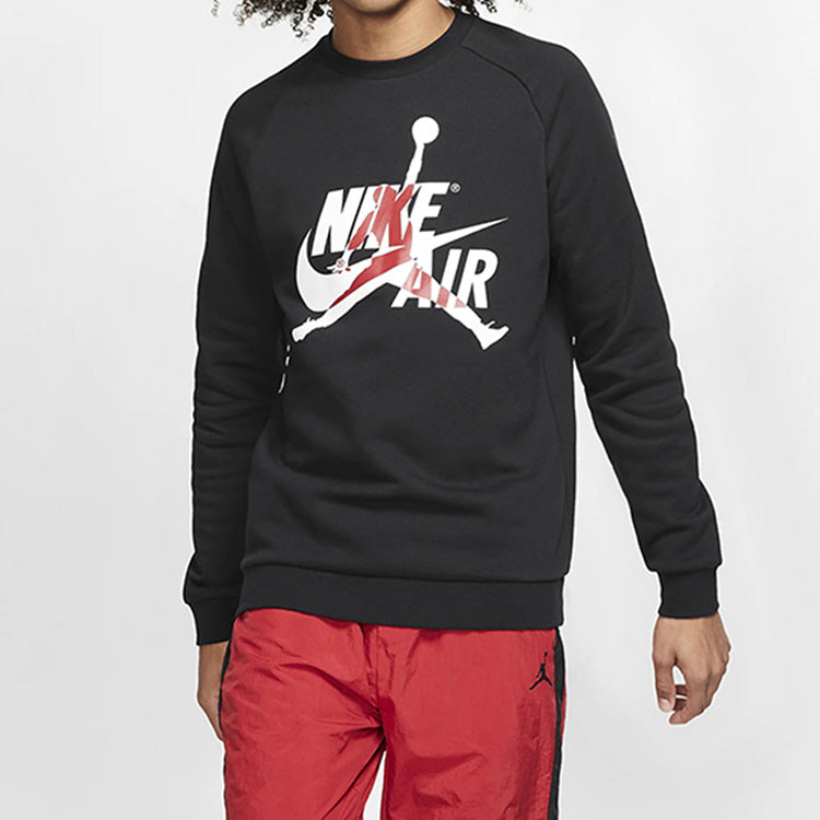 Men's Jordan Air Flying Man Printing Knit Round Neck Pullover Black BV6007-010