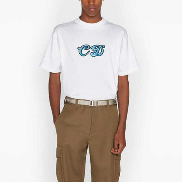 Men's DIOR x KENNY SCHARF Crossover FW21 Knit Material Short Sleeve White 193J649A0677-C085