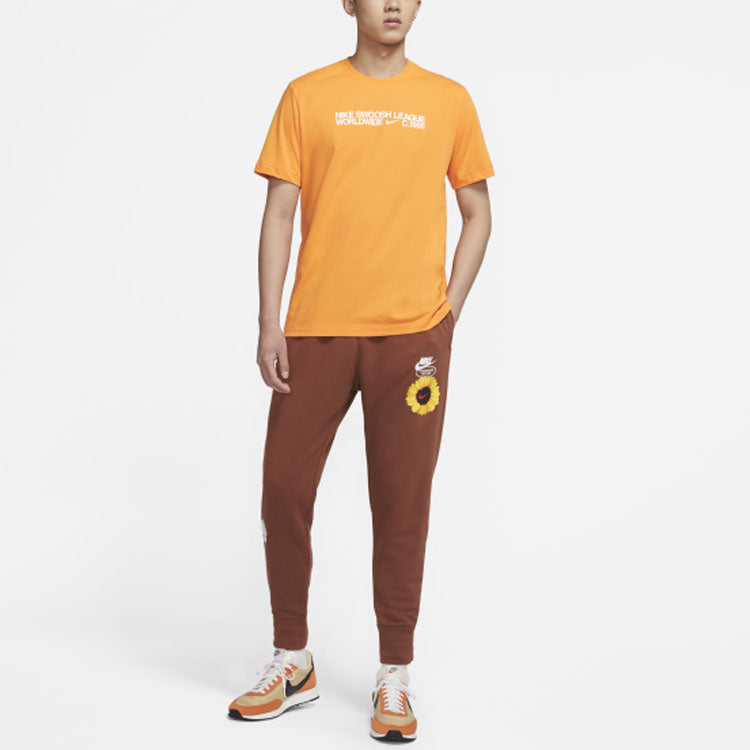 Men's Nike Colorblock Logo Alphabet Pattern Printing Round Neck Casual Short Sleeve Orange T-Shirt DM6410-886