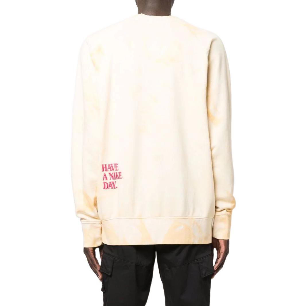 Men's Nike Sportswear NSW Chest Brand Logo Embroidered Tie Dye Round Neck Pullover Long Sleeves Yellow DM5010-777