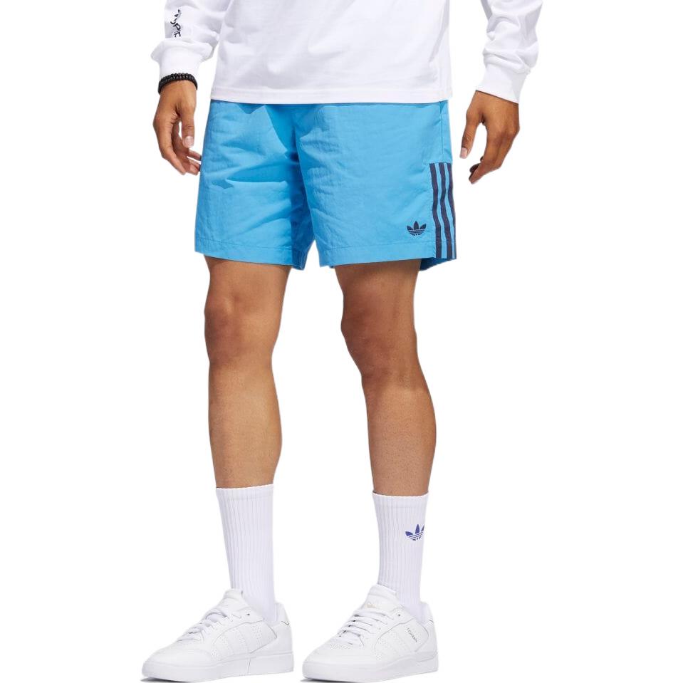 Men's adidas originals Stripe Logo Embroidered Lacing Shorts Blue HA1289