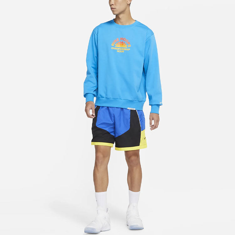 Nike Standard Issue Pattern Printing Loose Round Neck Sports Blue DJ3025-446