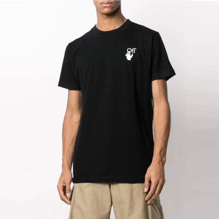 Off-White SS21 Logo Arrow Printing Pattern Cotton Short Sleeve Black OMAA027R21JER0031032