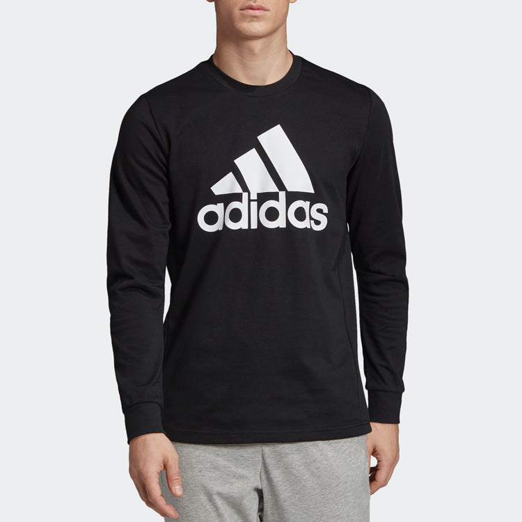 adidas Sports Breathable Round-neck Long-sleeve Tee Hooded Shirt Men Black EB5266