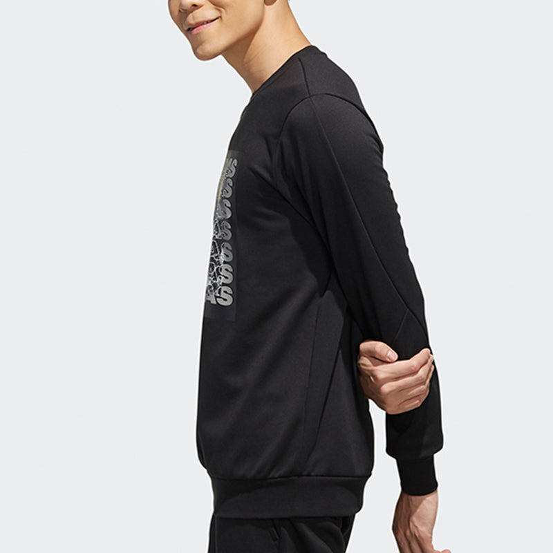 adidas neo Csgrswtshrt Sports Round Neck Knit Pullover Long Sleeves Black EI4509
