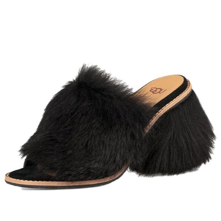 (WMNS) UGG Rosa Fluff Heel 'Black' 1095390-BLK