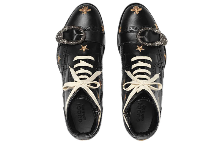 Gucci Queercore Bee Accent Lace-Up Boots 'Black' 496272-ARP00-1000