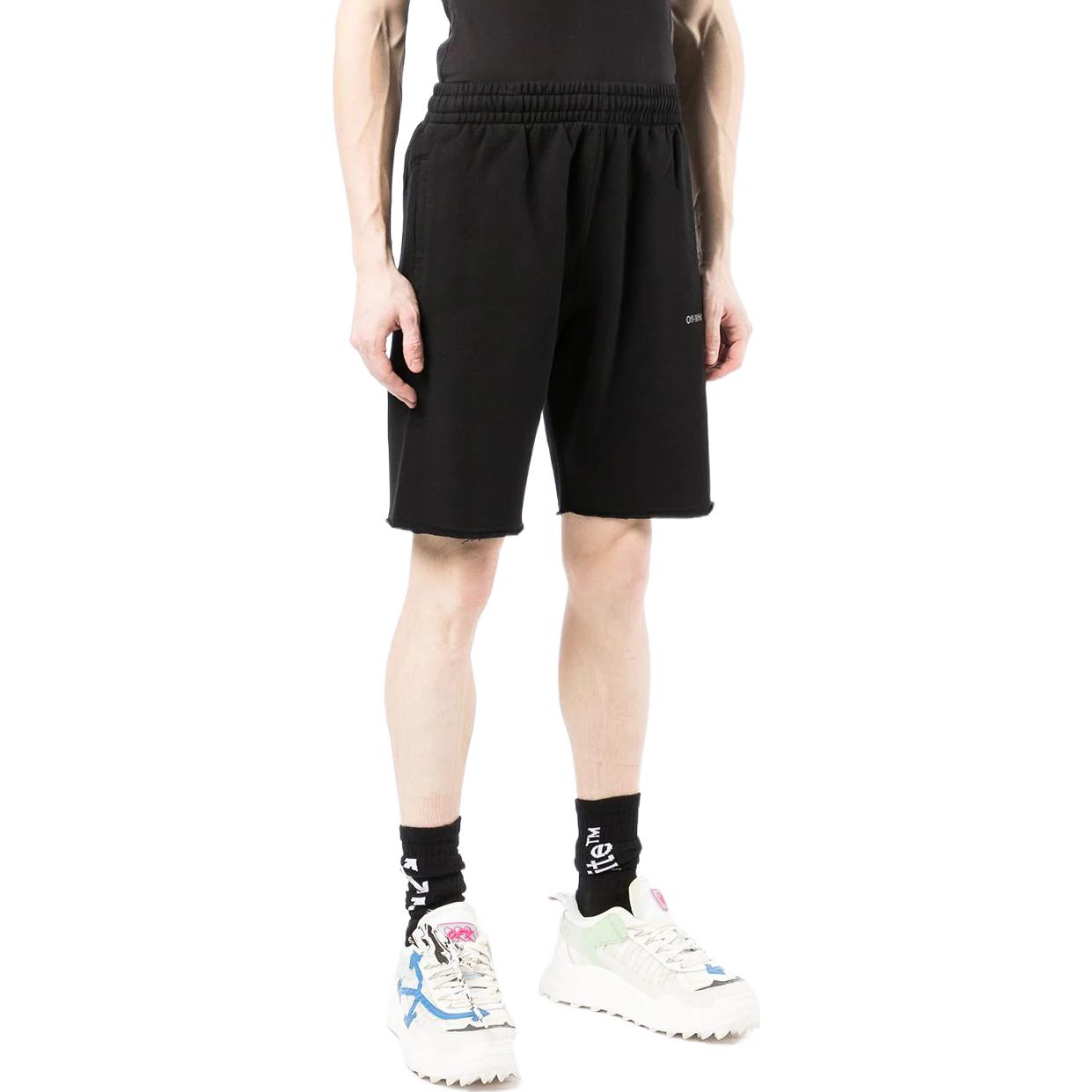 Off-White SS22 Logo Micro Mark Straight Shorts Ordinary Version Black OMCI006C99FLE0031010