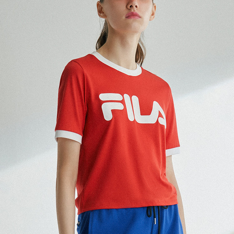 FILA FUSION Contrasting Colors Logo Printing Sports Short Sleeve Legend Red T-Shirt T11W022117A-RD