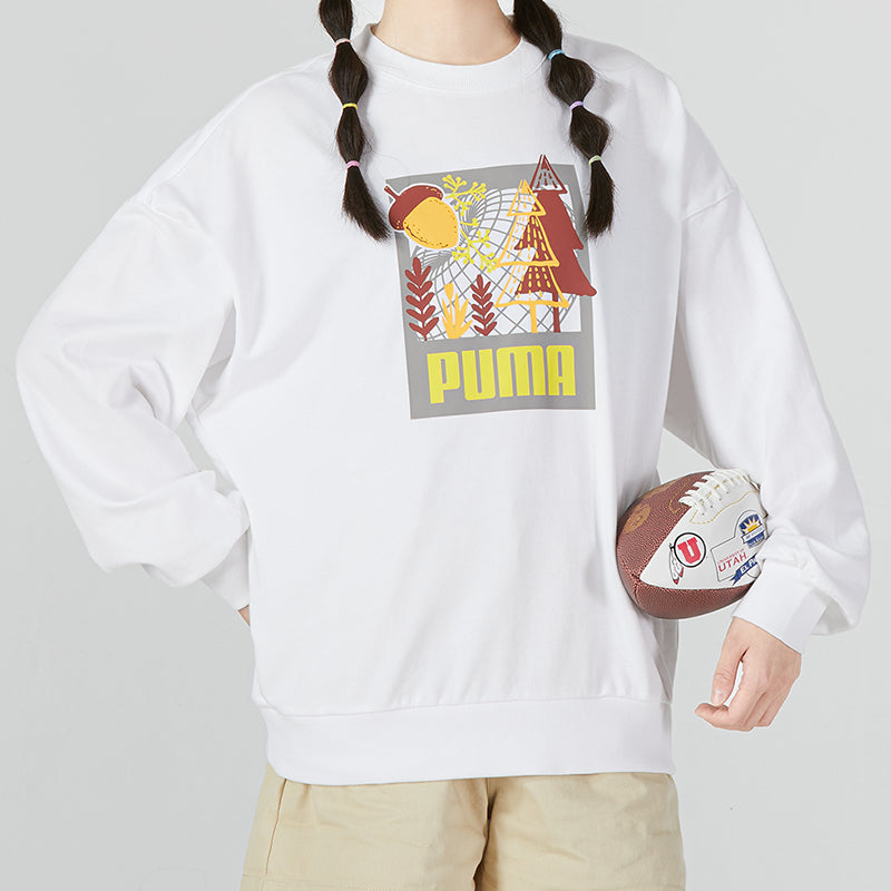 (WMNS) PUMA FF Bubble Sleeve Crew Neck Sweatshirt 'White' 538779-02