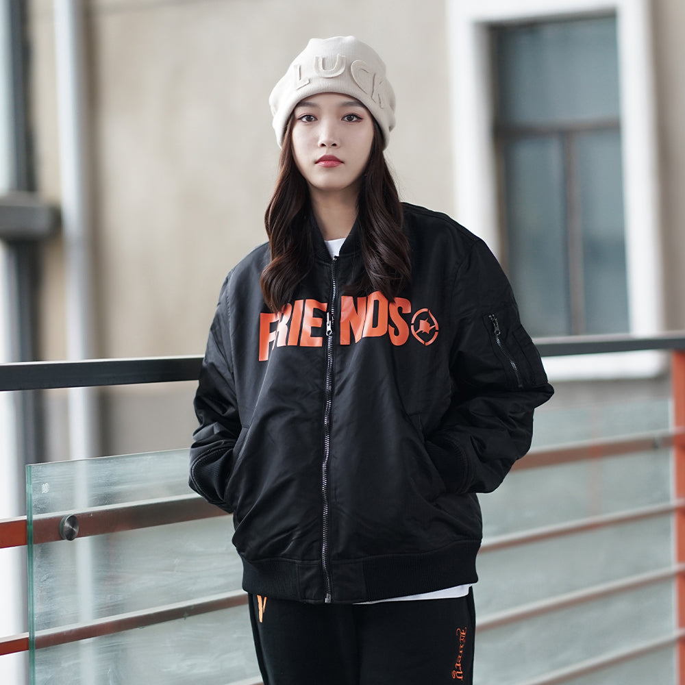 VLONE x Fragment Design Crossover Back Large V Reversible Padded Jacket 'Black Orange' VLJK21001