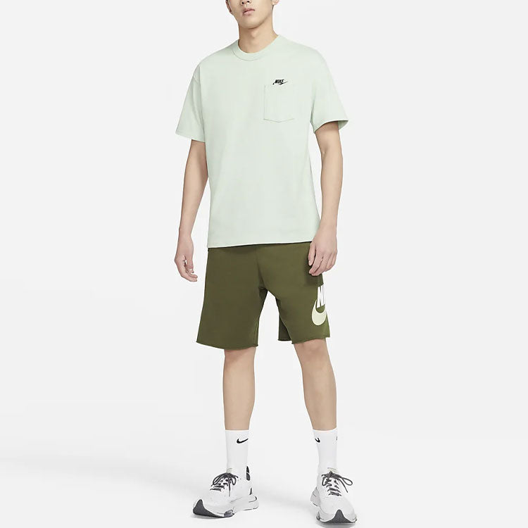 Men's Nike Solid Color Pocket Round Neck Loose Short Sleeve Aqua Blue T-Shirt DQ9296-017