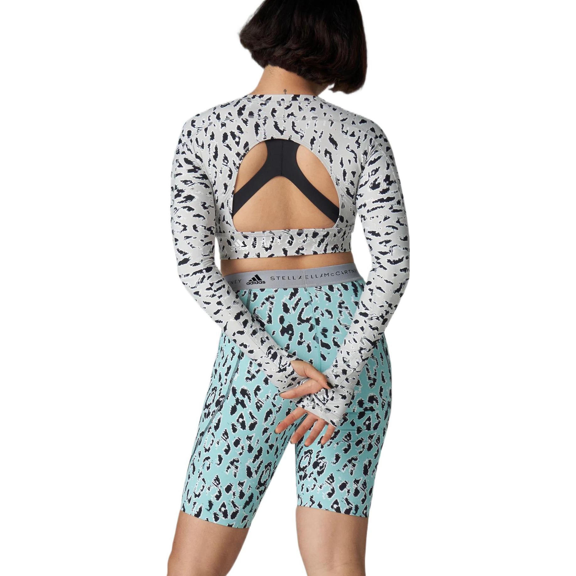 (WMNS) adidas by Stella McCartney TrueStrength Long Sleeve Cropped Top Asia Sizing 'White Black' HC6851
