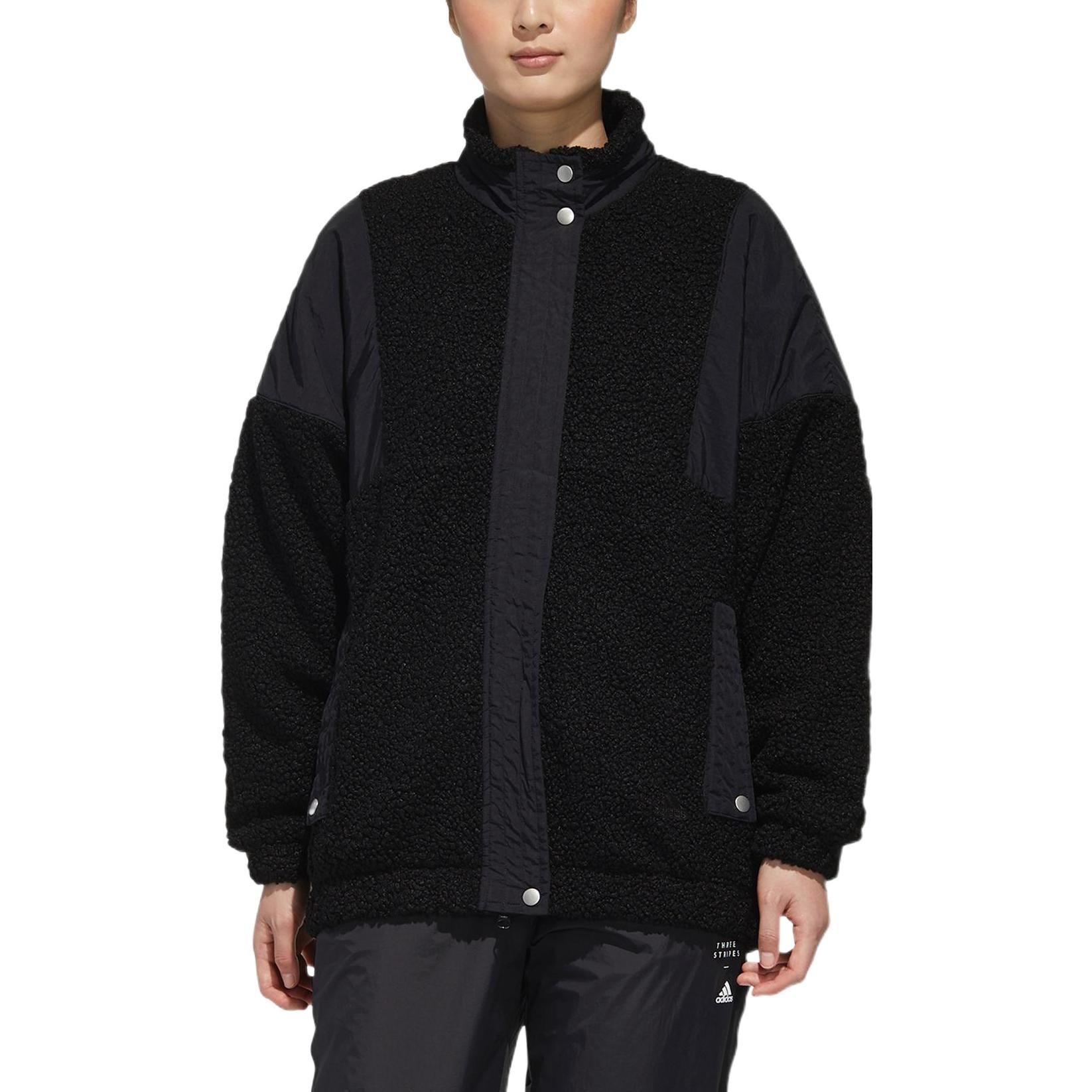 (WMNS) adidas  3-Stripes Sherpa Jacket Asia Sizing 'Black' GF6925